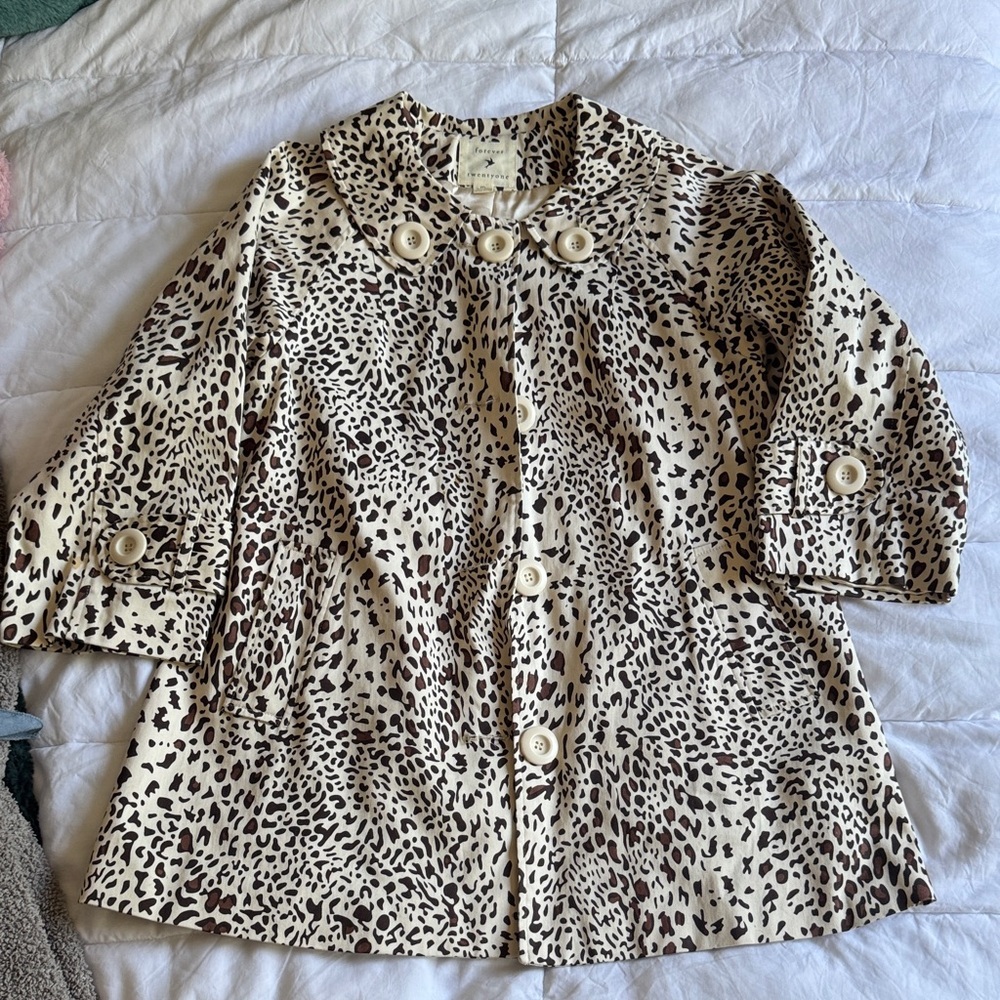 Women's Forever 21 Leopard Print Button-Up Coat